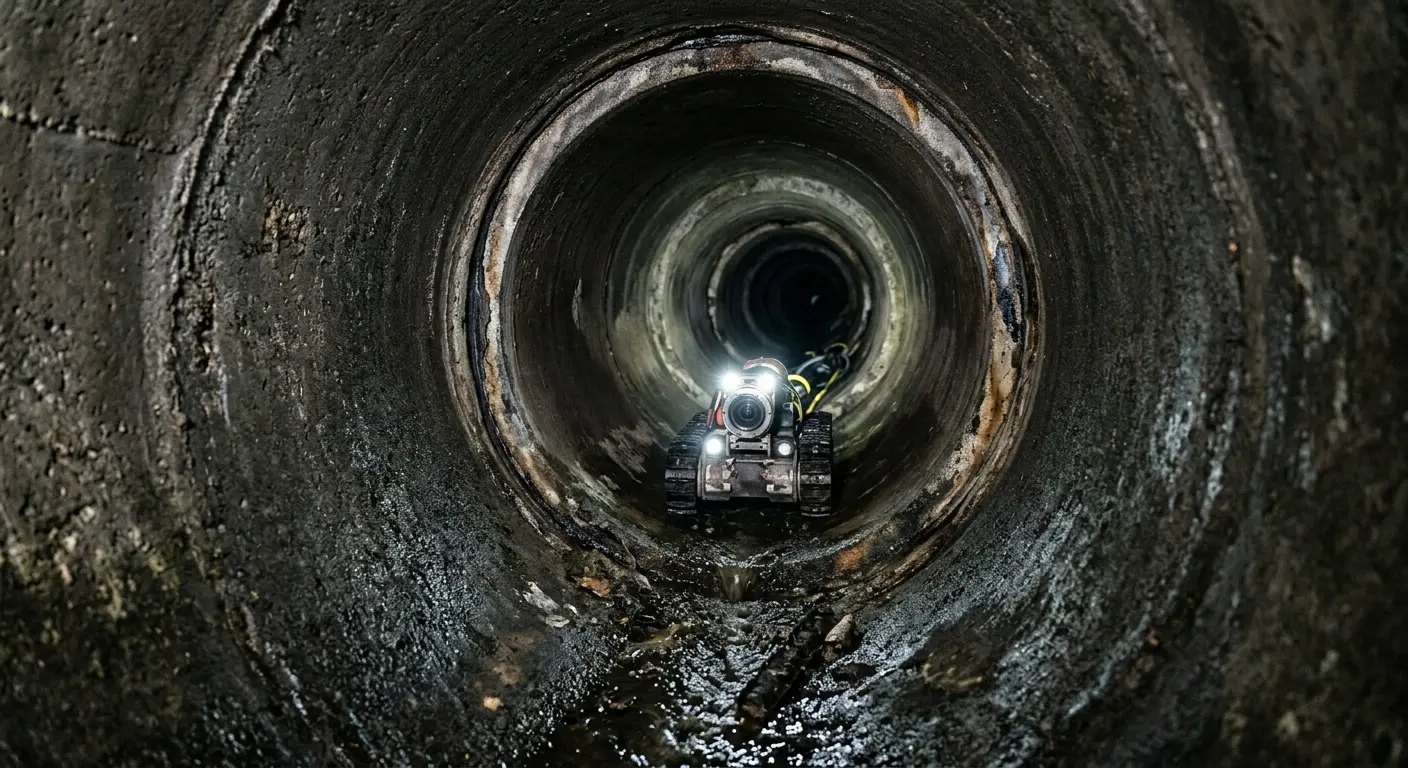 Robotic sewer camera inspecting pipe interior for Drain Snake Service in Culpeper